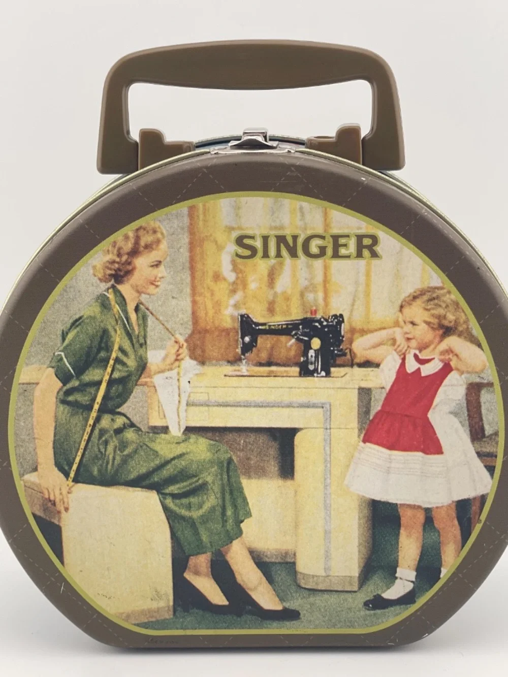 Vintage Singer Lunchbox Sewing Box Tin
